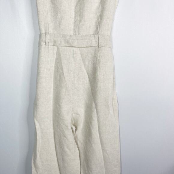 Reformation 2 Oatmeal Cream Naomi Linen Wide Leg Sleeveless Tie Waist Jumpsuit - Picture 10 of 13